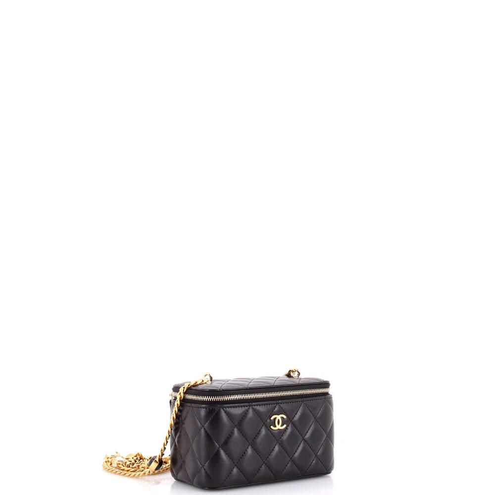 Chanel Small Classic Vanity Case with Resin Pearl Chain Quilted Lambskin - Picture 2 of 5